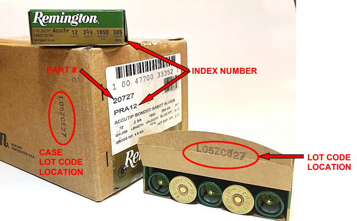 Location of lot codes